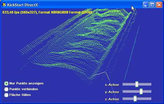 3D-Messdaten-Visualisierung auf ein Förderband mit Sand.